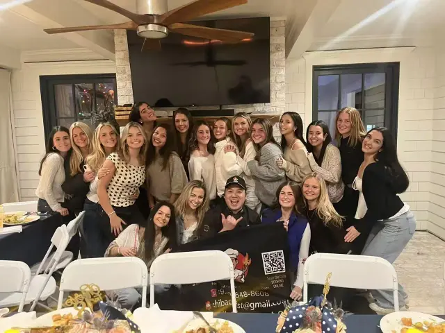 A private party with an outdoor hibachi chef